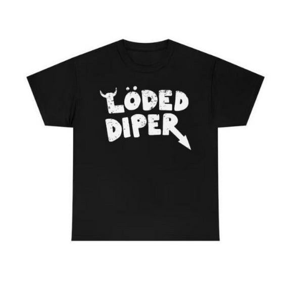Loded Diaper Tee Top Black S-5XL Heavy Cotton Vintage Distressed Graphic Casual Comfortable