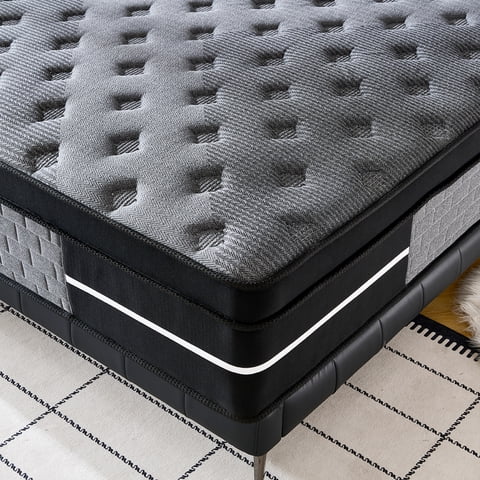 Lodeija 12" Queen Hybrid Mattress,5-Zone Individua Pocket Springs with Motion Isolation,Medium Firm,Fiberglass-Free,Grey
