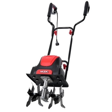 MZK 12" Electric Tiller, 8" Tilling Depth, Adjustable Wheels for Garden/Lawn/Yard