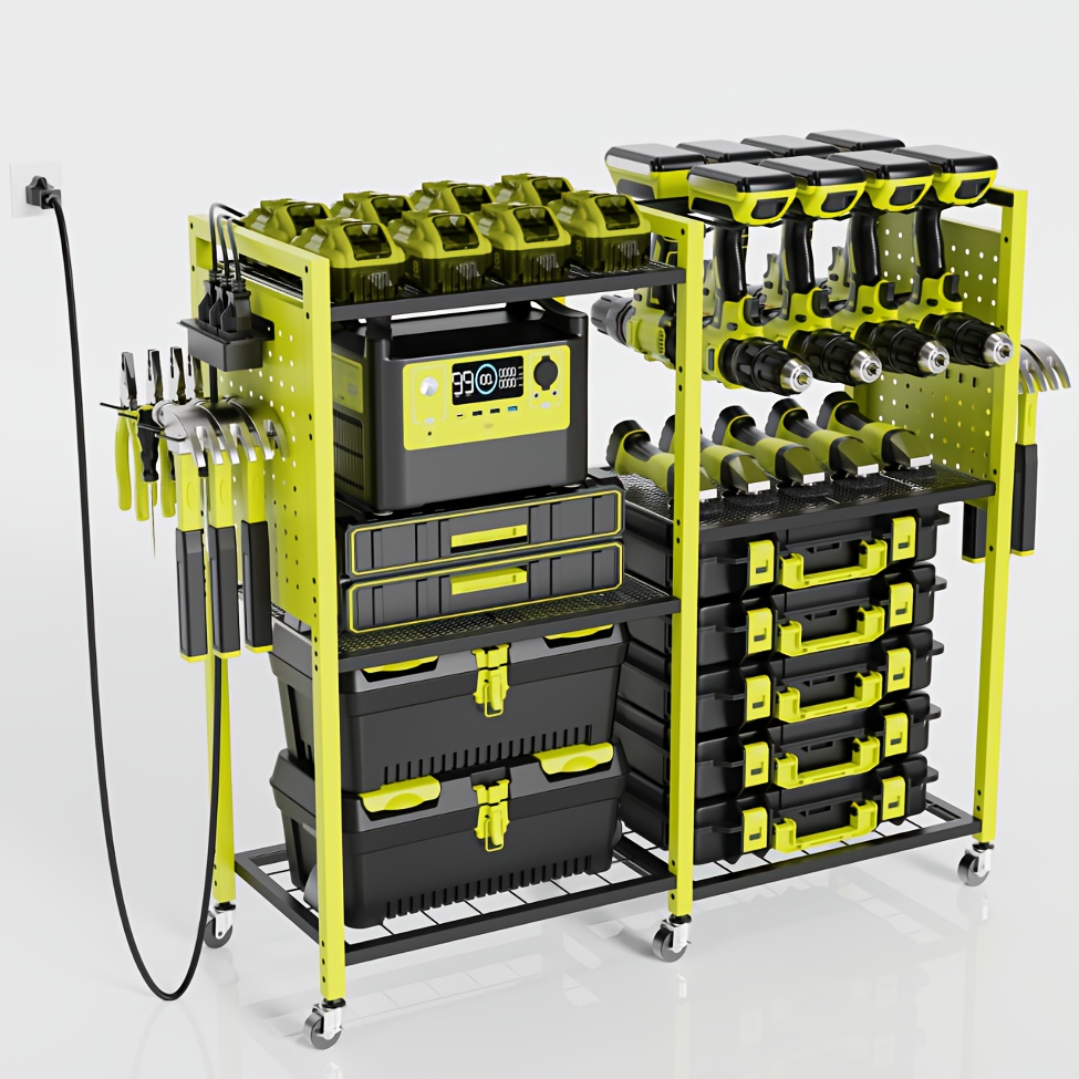 Lodemi Power Tool Organizer With Charging Station, Rolling Tool Cart On ...