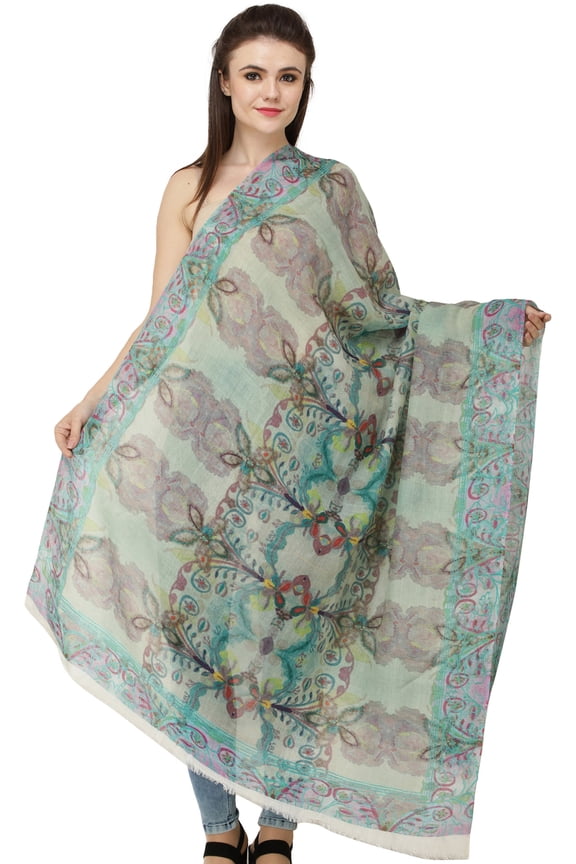 Loden-Frost Digital-Printed Shawl from Amritsar