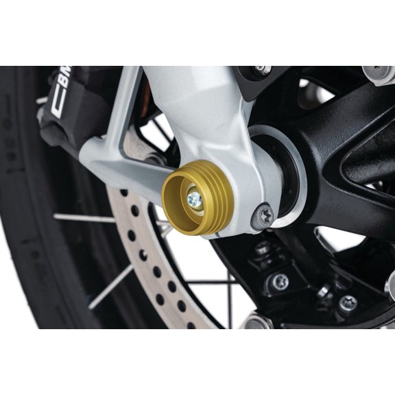 Kuryakyn 3801 Motorcycle Accent Accessory: Lodestar Front Axle Slider for 2013-20 BMW R 1200 and 1250, Gold, 1 Pair