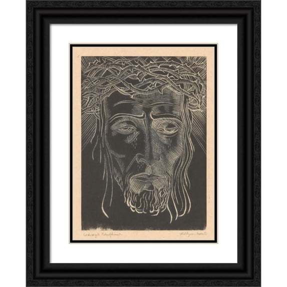 Lodewijk Schelfhout 14x18 Black Ornate Wood Framed Double Matted Museum Art Print Titled - Christ with Doornenkroon (1891 - 1943)
