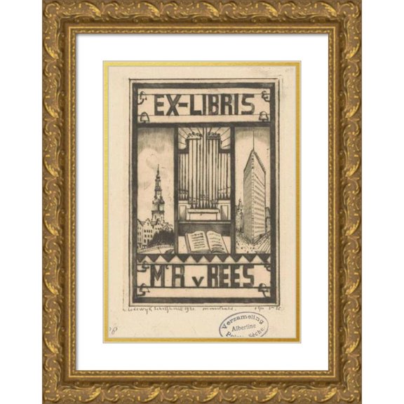 Lodewijk Schelfhout 18x24 Gold Ornate Framed and Double Matted Museum Art Print Titled - Ex Libris Van M.A. Van Rees (1921)