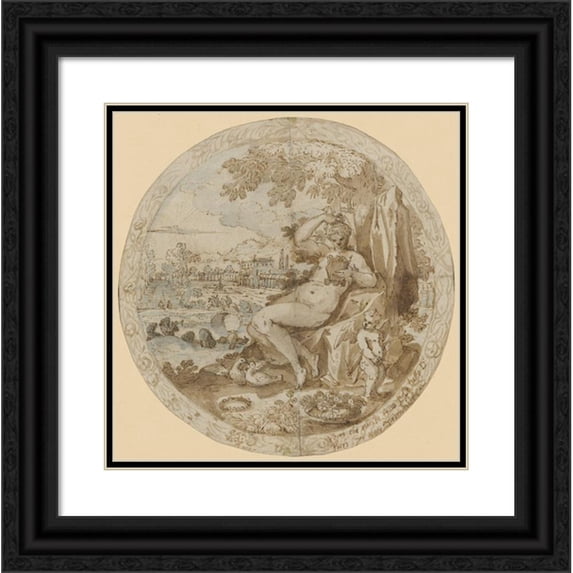 Lodewijk Toeput 20x20 Black Ornate Framed Double Matted Museum Art Print Titled: Venus and Cupid