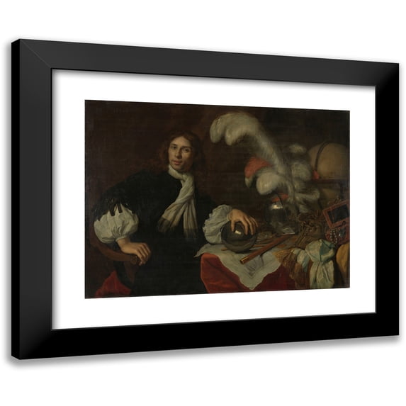 Lodewijk van der Helst 14x11 Black Modern Framed Museum Art Print Titled - Posthumous Portrait of Aucke Stellingwerff, Admiral of Friesland, Killed in 1665 at Lowestoft by a Cannonball (1670