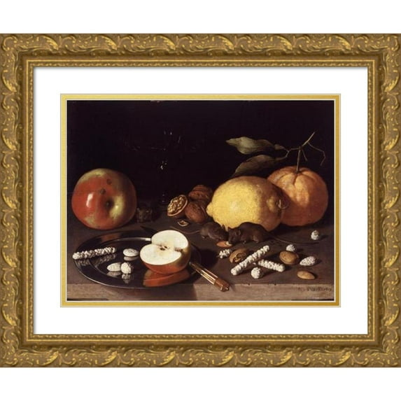 Lodewik Susi 24x19 Gold Ornate Framed and Double Matted Museum Art Print Titled - Still Life with Mice (1619)