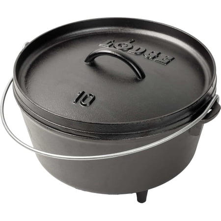 Lodge 10" / 5 Quart Seasoned Cast Iron Camp Dutch Oven
