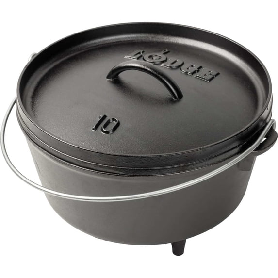 Lodge 10" / 5 Quart Seasoned Cast Iron Camp Dutch Oven