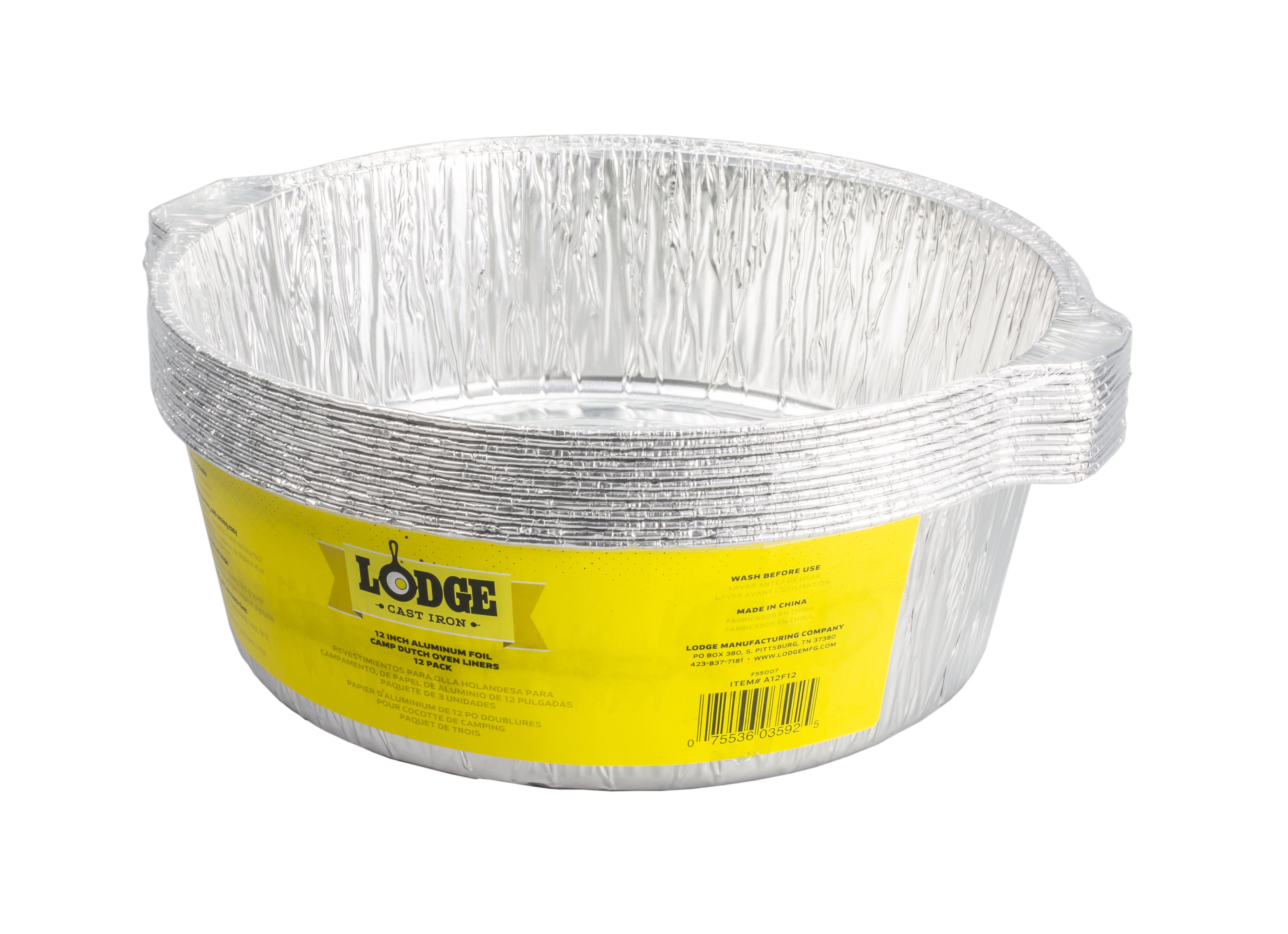 Lodge 10 Inch Aluminum Foil Dutch Oven Liner, 12 Pack 100% Recyclable Aluminum Foil Dutch Oven Liners for Easy Camp Cooking Cleanup