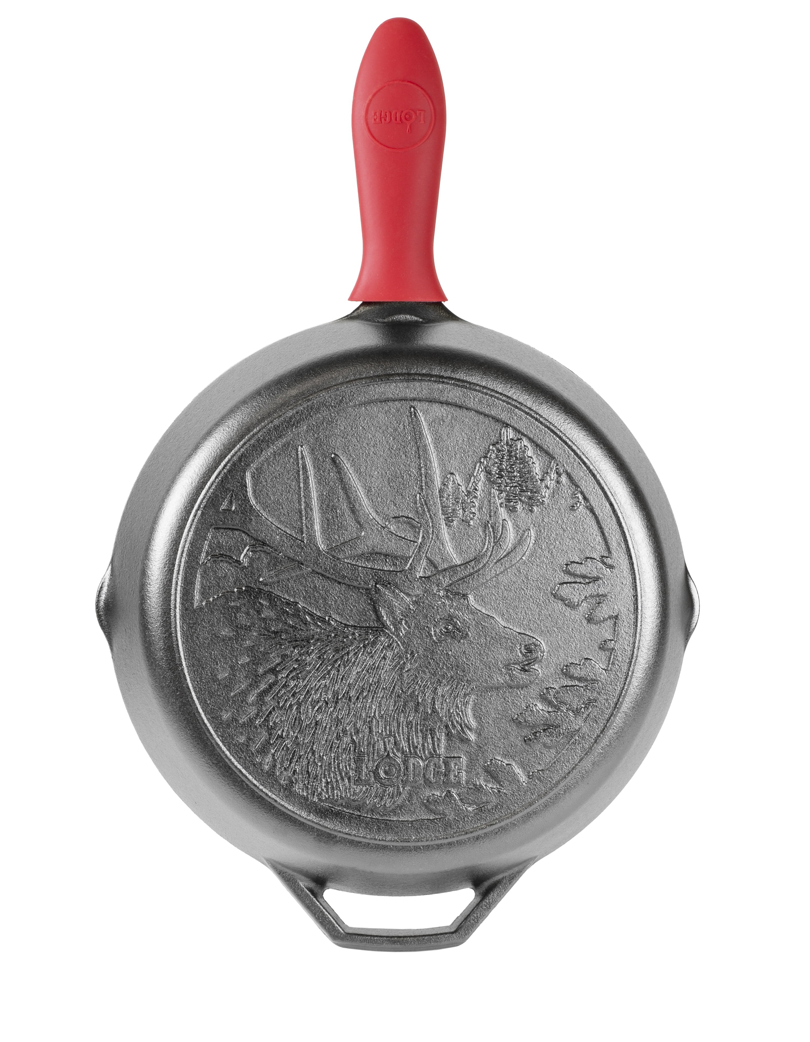 Lodge 12” Elk Cast Iron Skillet with Red Silicone Handle NWT Wildlife  Series HTF