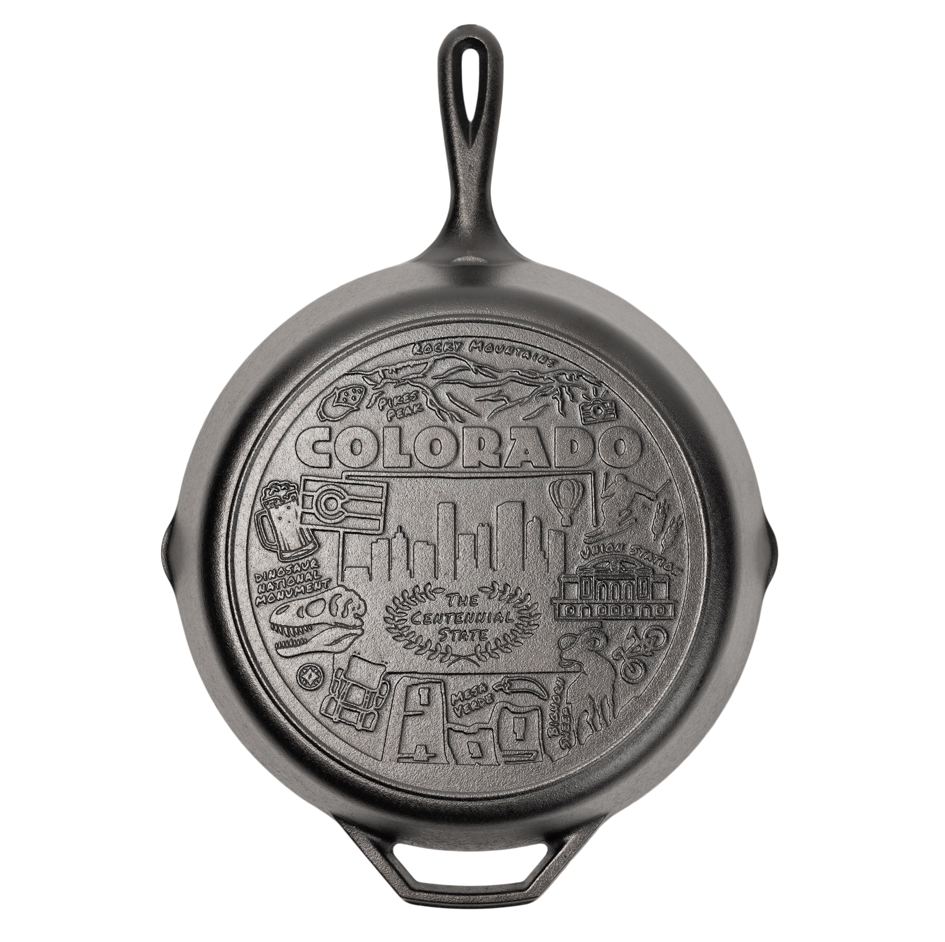 Lodge 12 Inch Seasoned Cast Iron Skillet w/ Colorado Road Trip