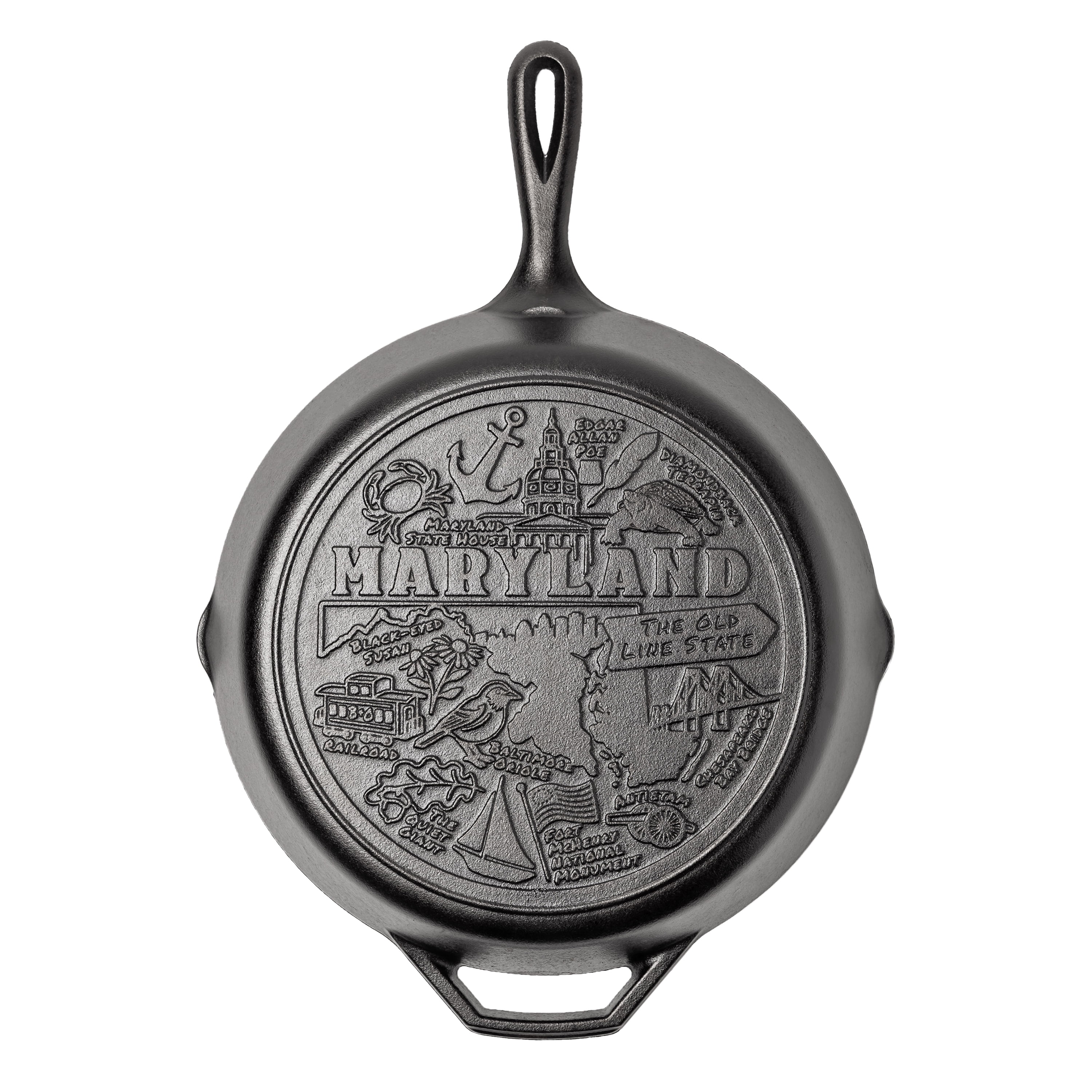 Lodge 12 Inch Seasoned Cast Iron Skillet w/ Maryland Road Trip