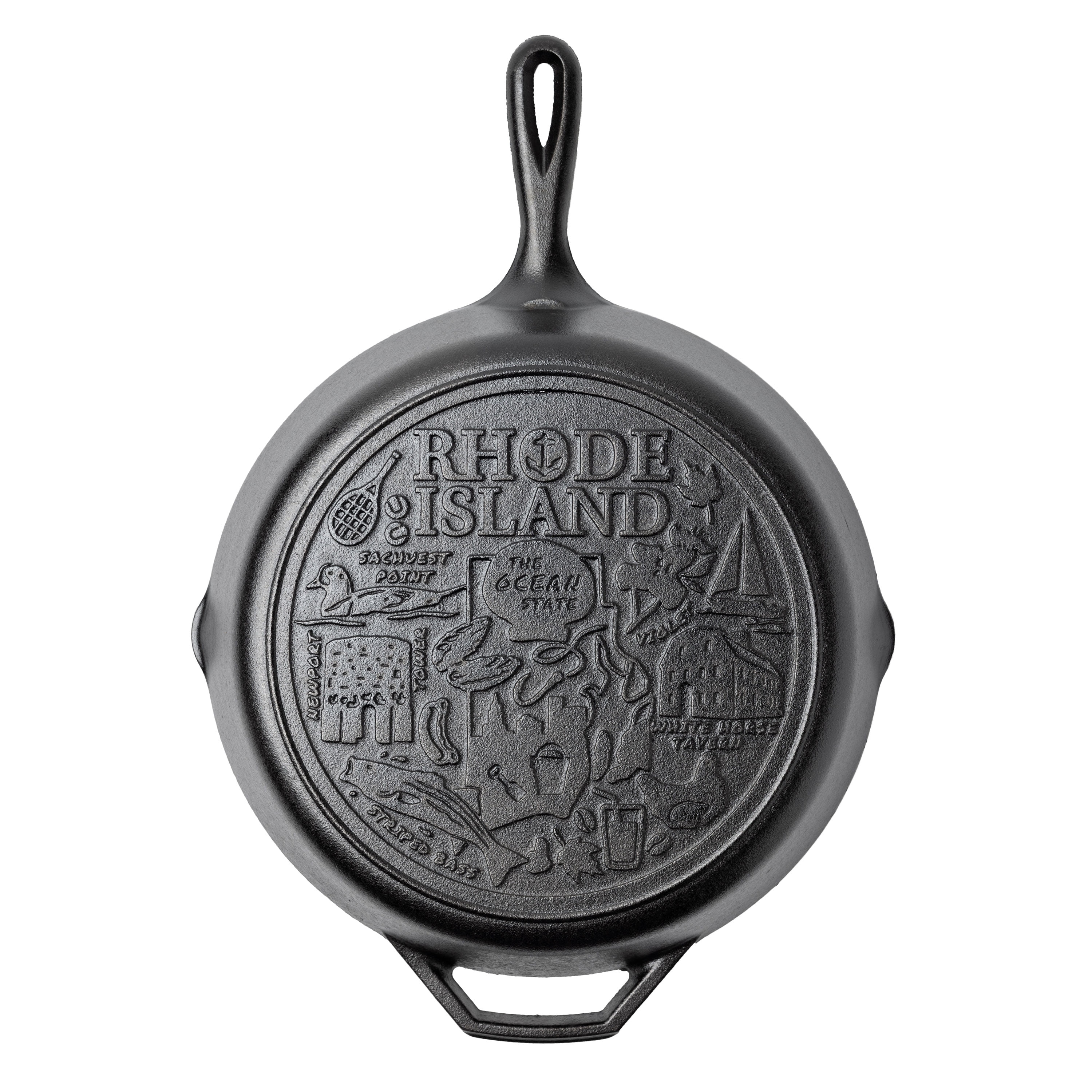 Lodge 12 Inch Seasoned Cast Iron Skillet w/ Rhode Island Road Trip