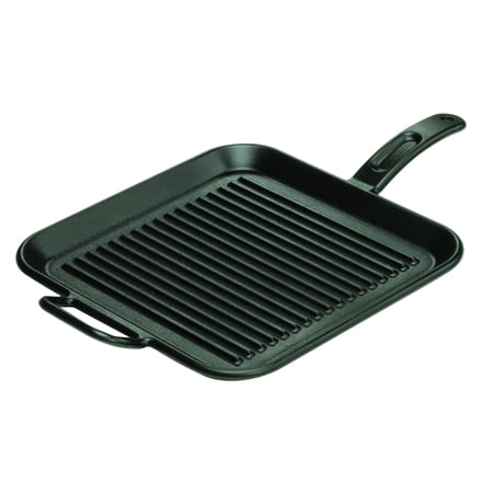 Lodge 12? Square Seasoned Cast Iron Griddle, P12SGR3, with assist handle