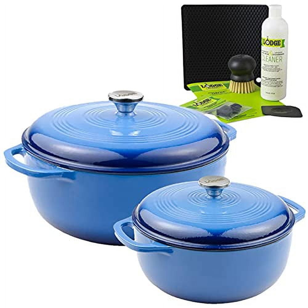 Lodge 2Piece Enameled Cast Iron Dutch Oven Cookware Set with Dual