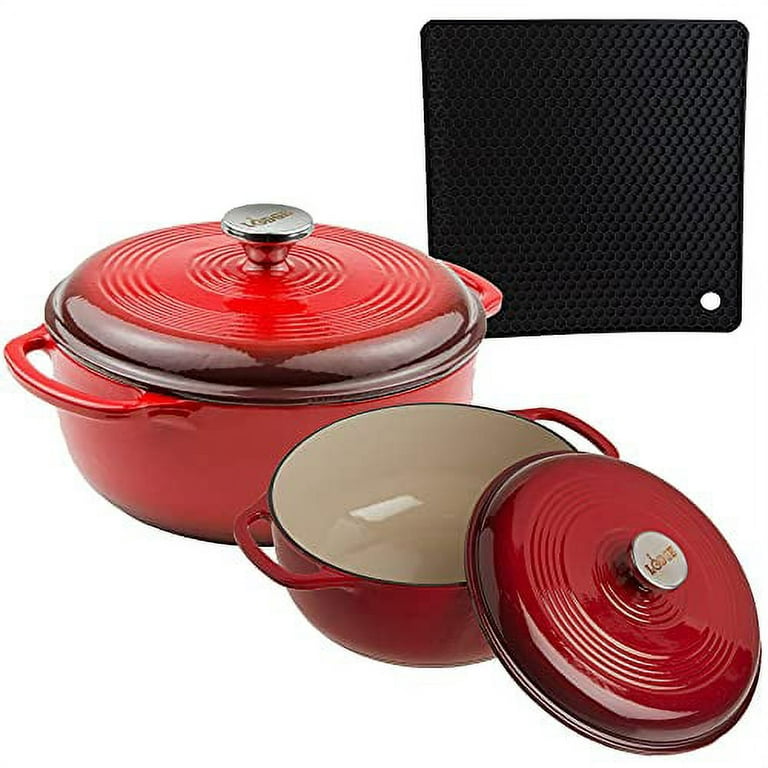 Lodge 2-Piece Enameled Cast Iron Dutch Oven Cookware Set with Dual