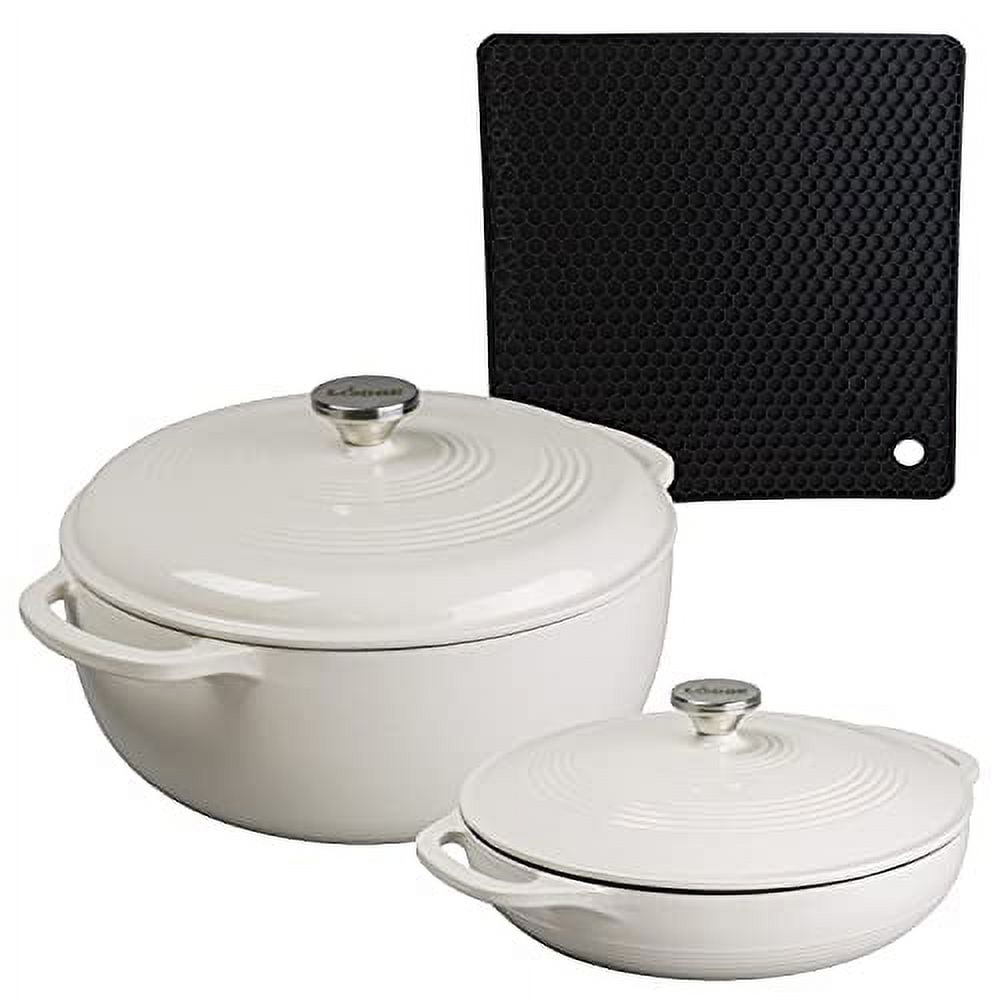 Lodge 2-Piece Enameled Cast Iron Dutch Oven and Covered Casserole