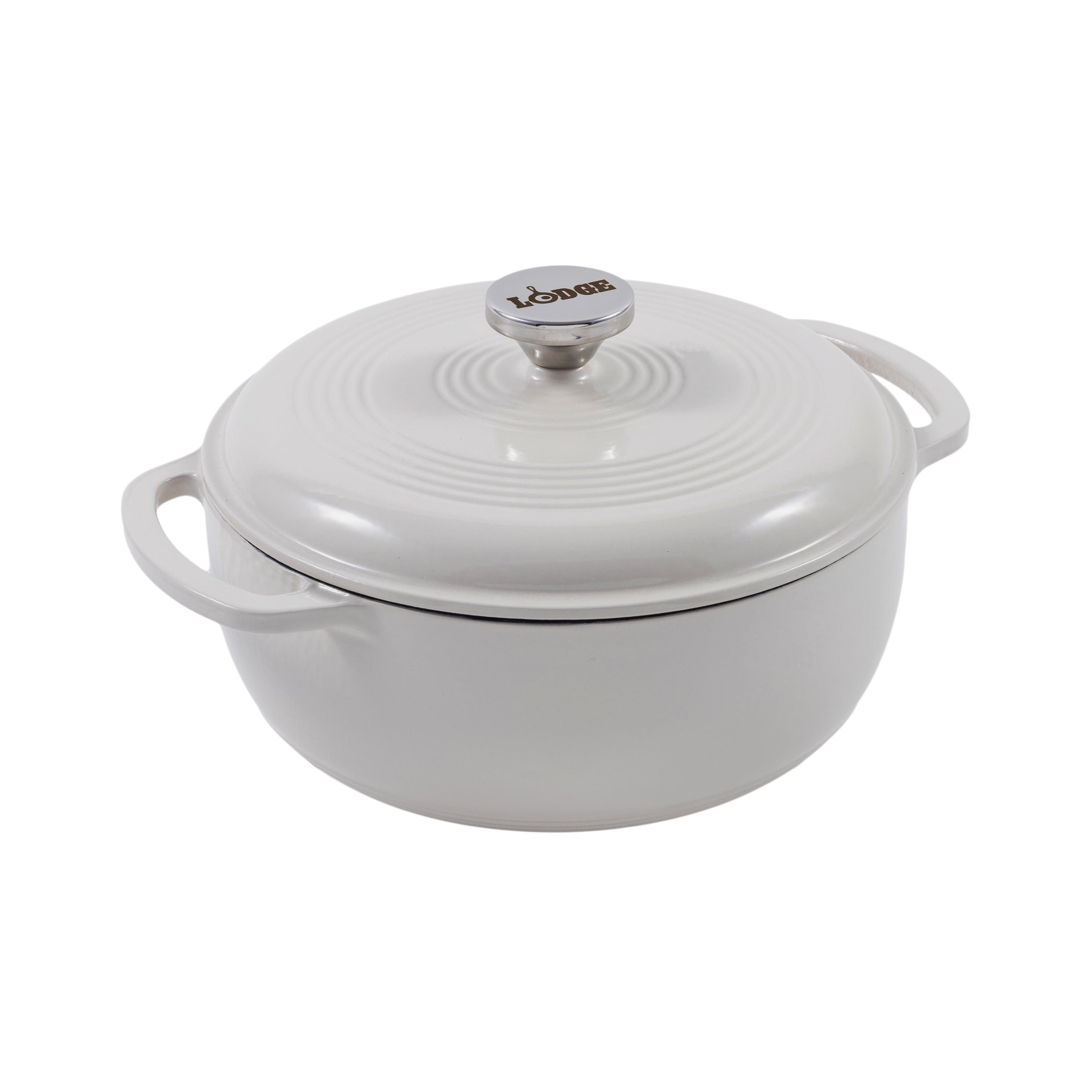 Lodge 4.5 Quart Enameled Cast Iron Dutch Oven with Lid – Dual Handles – Oven Safe up to 500° F or on Stovetop - Use to Marinate, Cook, Bake, Refrigerate and Serve – Oyster