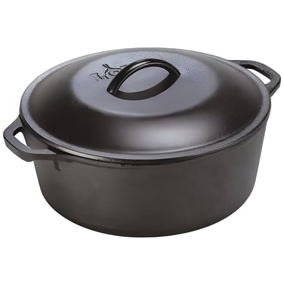 Lodge 5 Quart Cast Iron Dutch Oven. Pre-Seasoned Pot with Lid and Dual Loop Handle — Residential Use, Standard Application