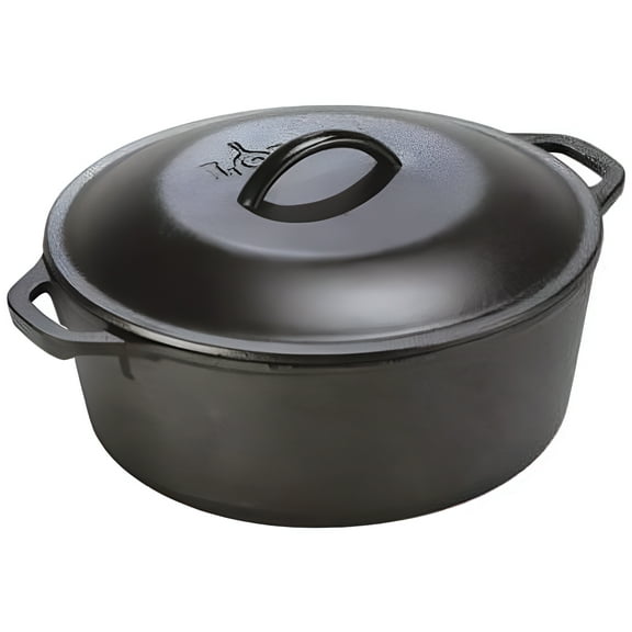 Lodge 5 Quart Cast Iron Dutch Oven. Pre-Seasoned Pot with Lid and Dual Loop Handle