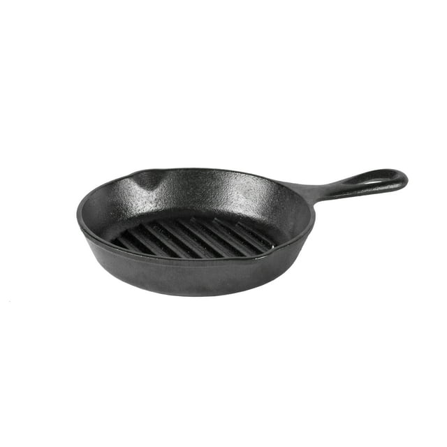 Lodge 6.5" Grill Pan Seasoned Cast Iron, L3GP, with ribs in the pan