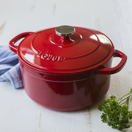 Lodge 6.5 Quart Enameled Cast Iron Dutch Oven, Red