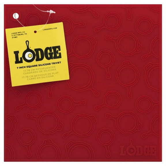 Lodge 7 Inch Square Silicone Skillet Pattern Trivet, Red