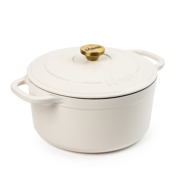 Lodge 7 qt Enameled Cast Iron Dutch Oven with Loop Handles, Oyster