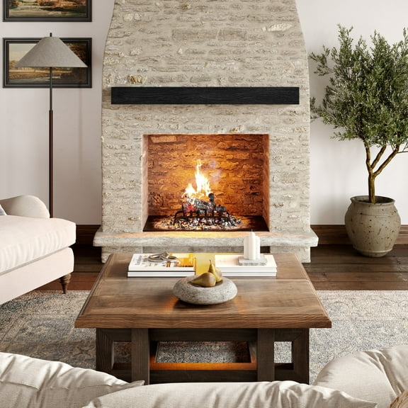 Lodge 72-Inch Cast Stone Fireplace Mantel Shelf in Stout– Non-Combustible Floating Shelf