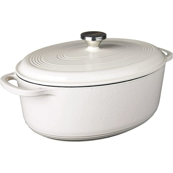 Lodge 7qt Oval Dutch Oven Oyster White Enamel