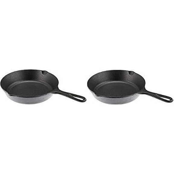 Lodge 8 Inch Cast Iron Skillet. Small Pre-Seasoned Skillet for Stovetop, Oven, or Camp Cooking Pack of 2