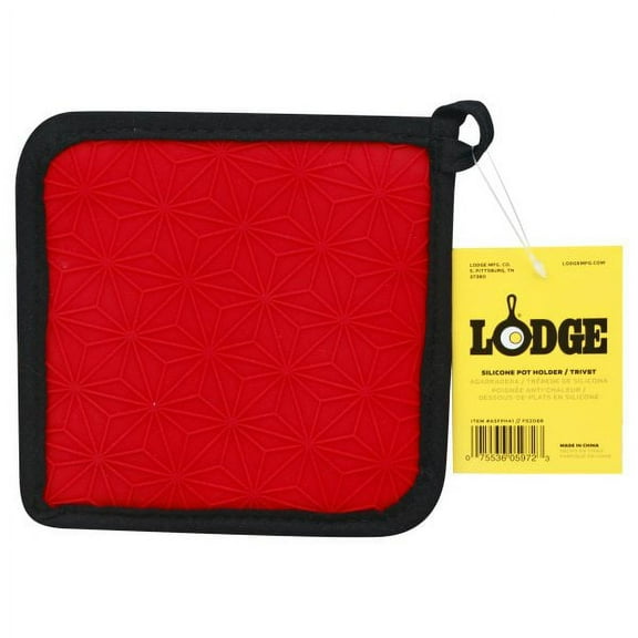 Lodge ASFPH41 6.5 in. Silicone & Fabric Trivet Potholder, Red & Black