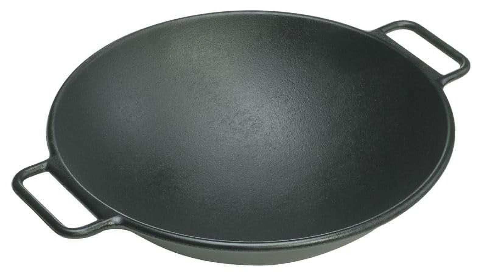 Black 14" Cast Iron Wok with Loop Handles