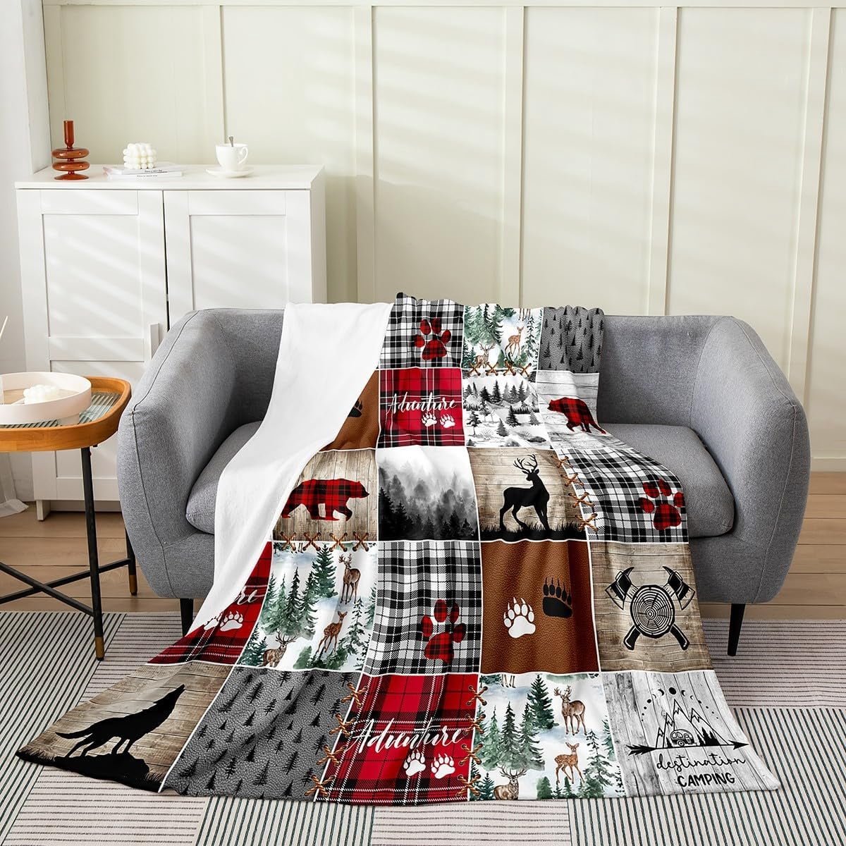 Photo inspiration: Picture Idea: Lodge Cabin All Season Bed Blanket Cute Deer Wildlife Plush