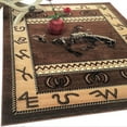 thumbnail image 1 of Lodge, Cabin Nature and Animals Area Rug - Geometric Design Cabin Area Rug - Abstract, Chocolate Brown/Beige-Horse Riding, 1 of 8