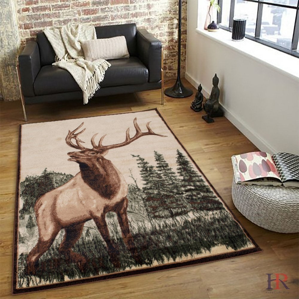 Lodge, Cabin Nature and Animals Area Rug - Nature Pattern Cabin Area ...
