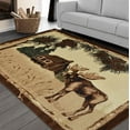 thumbnail image 1 of Lodge, Cabin Nature and Animals Area Rug - Nature Pattern Cabin Area Rug - Abstract, Chocolate/Beige/Green-Bear/Lodge, 1 of 8