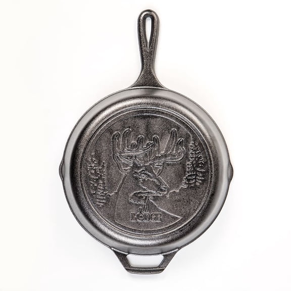 Lodge Cast Iron 10.25" Seasoned Deer Skillet, Wildlife Series