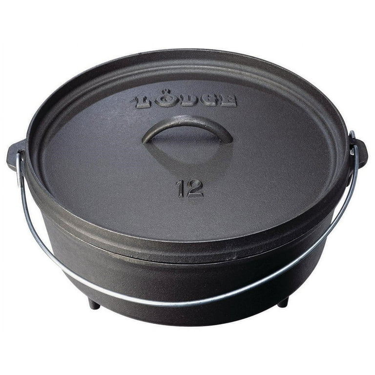 4-Qt Cast Iron Seasoned Camp Dutch Oven with Lid - Camp Cooking