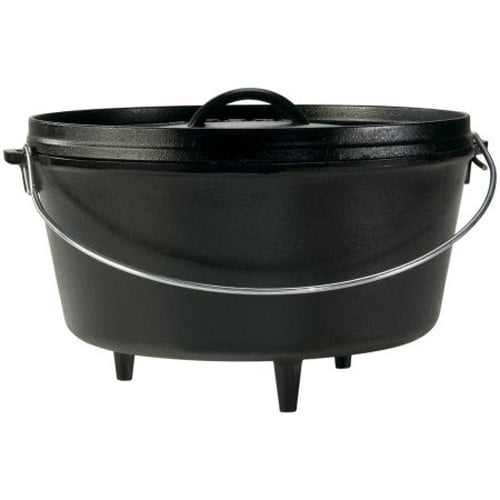 Black Cast Iron 8-Quart Camp Dutch Oven with Bail Handle