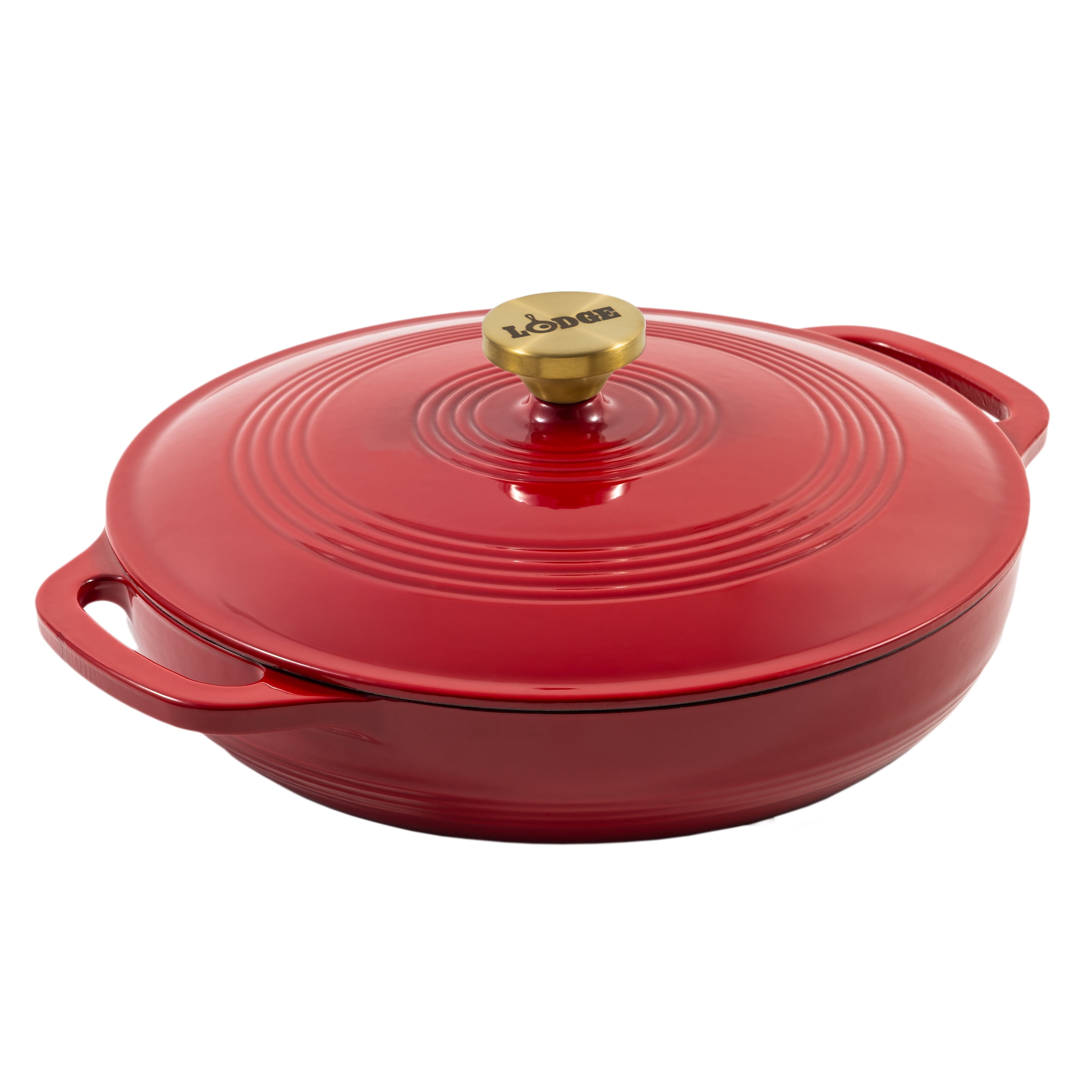 Lodge Cast Iron 3.6qt Enamaled Braiser Ruby with Gold Knob