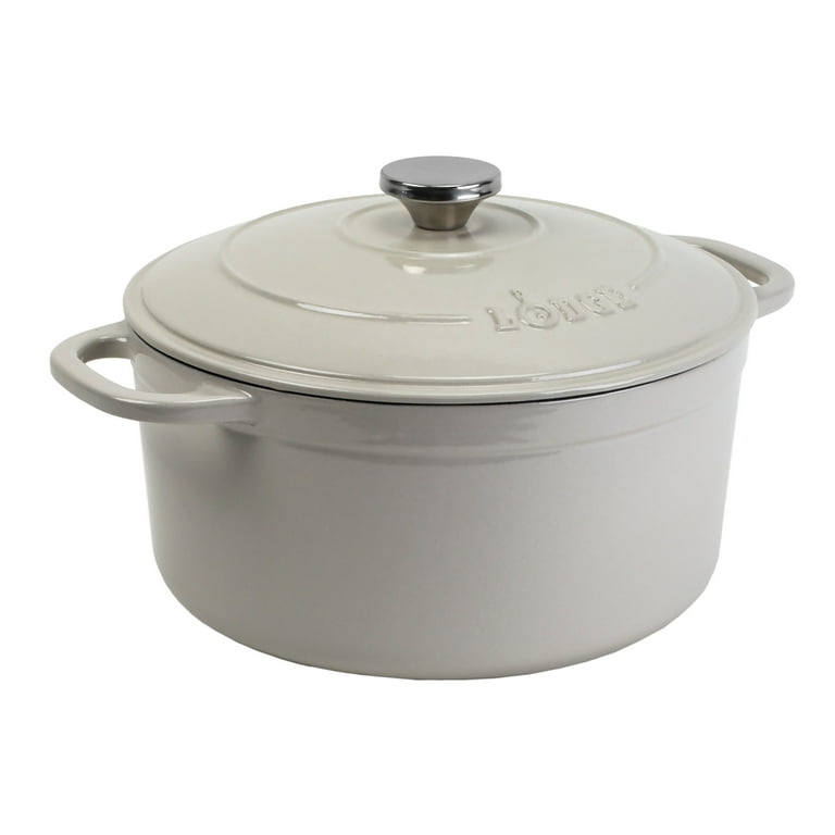 Lodge Cast Iron 5.5 Quart Enameled Dutch Oven, Oyster