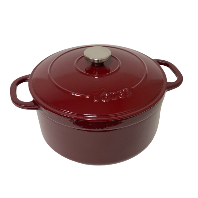 Lodge Cast Iron 6.5 Quart Enameled Dutch Oven, Merlot