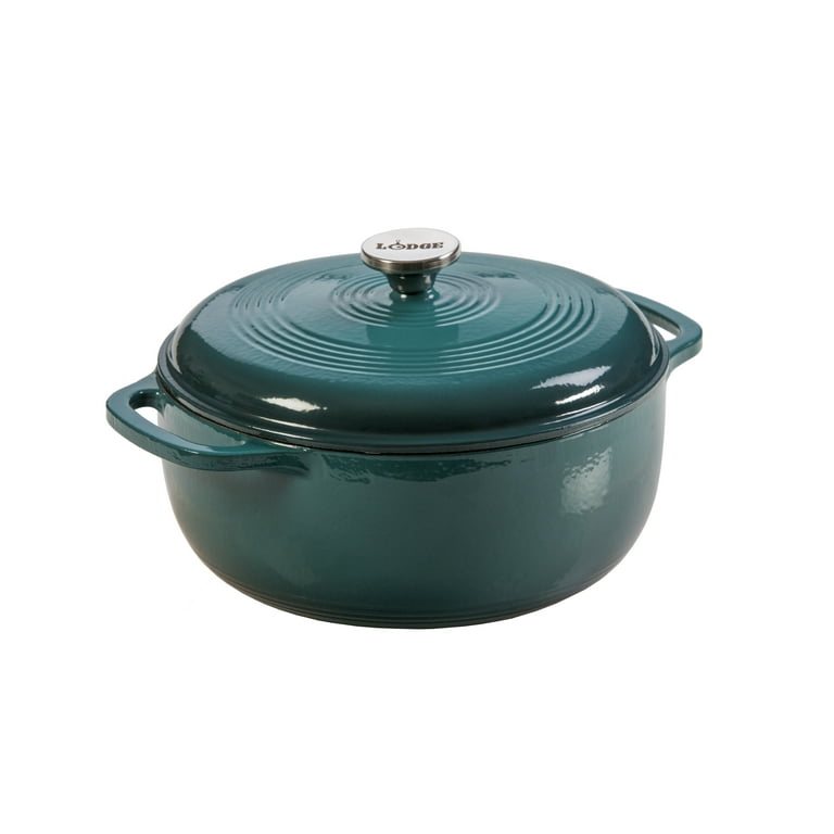 Lodge Cast Iron Quart Enameled Cast Iron Dutch Oven, Lagoon