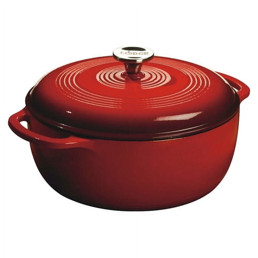 Elegant 6 Qt Red Enameled Cast Iron Dutch Oven