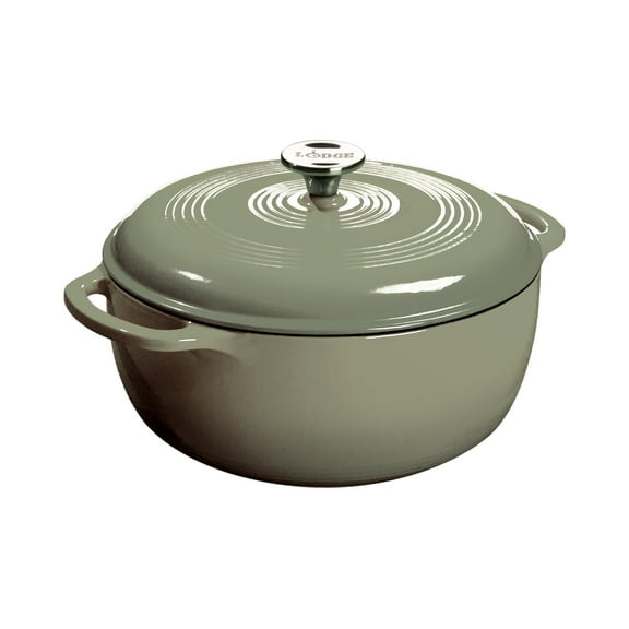 Lodge Cast Iron 6 Quart Enameled Cast Iron Dutch Oven, Sage