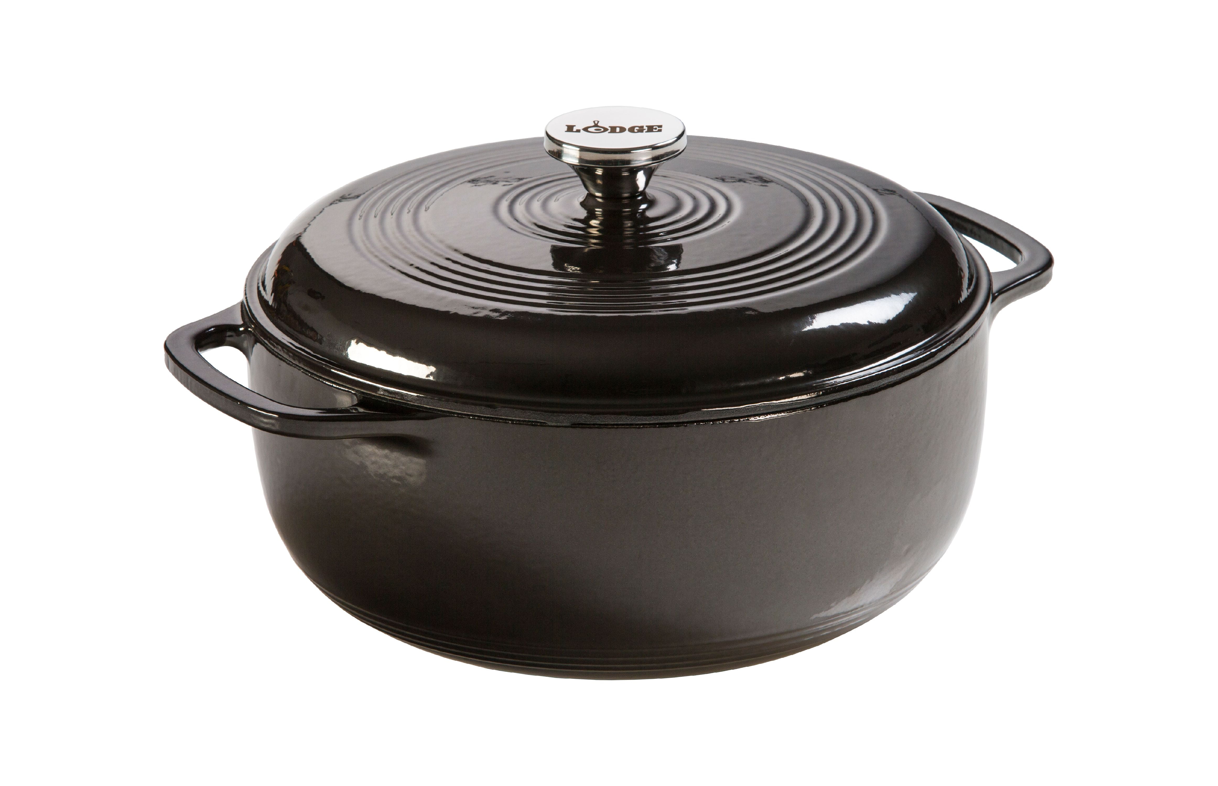 Lodge Enameled Cast Iron Dutch Oven, 6 Quart, Midnight Chrome