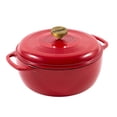 thumbnail image 1 of Lodge Cast Iron 6QT Ruby Enamel Dutch Oven with Gold Knob, 1 of 4