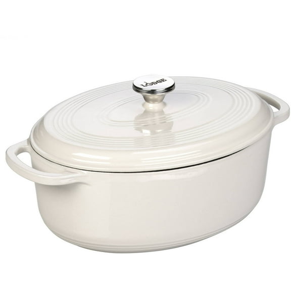 Lodge Cast Iron 7 Quart Enameled Cast Iron Oval Dutch Oven Oyster